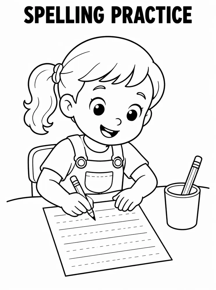 Homework and Take Home Routines Spelling Practice Page Blank printable coloring page