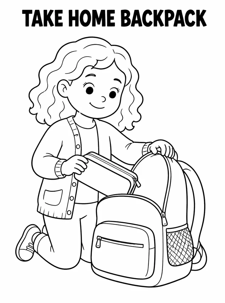 Homework and Take Home Routines Take Home Backpack printable coloring page