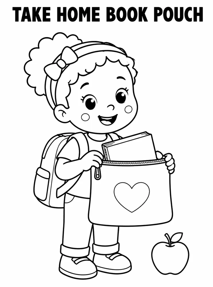 Homework and Take Home Routines Take Home Book Pouch printable coloring page