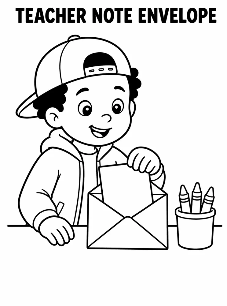 Homework and Take Home Routines Teacher Note Envelope printable coloring page