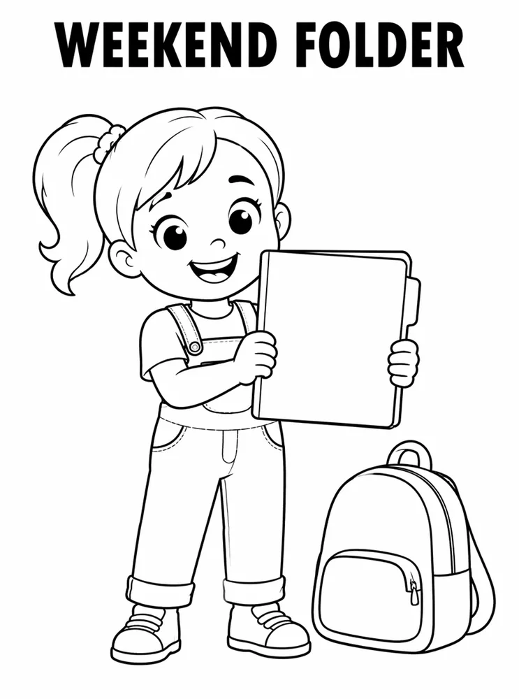 Homework and Take Home Routines Weekend Folder printable coloring page