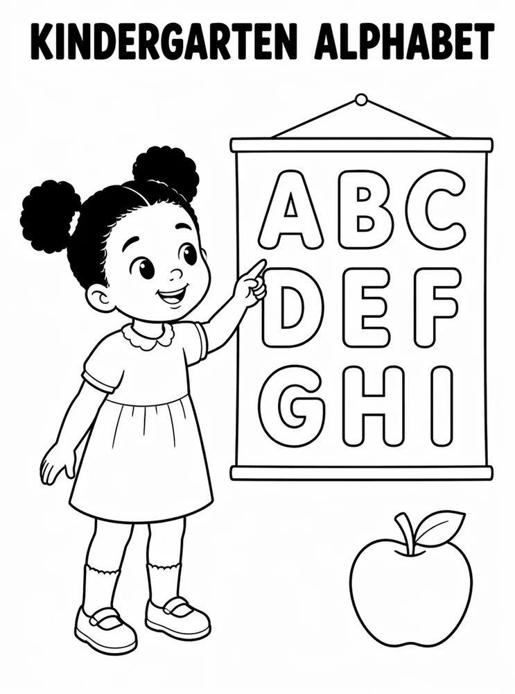 Kindergarten Back to School Kindergarten Alphabet Wall printable coloring page