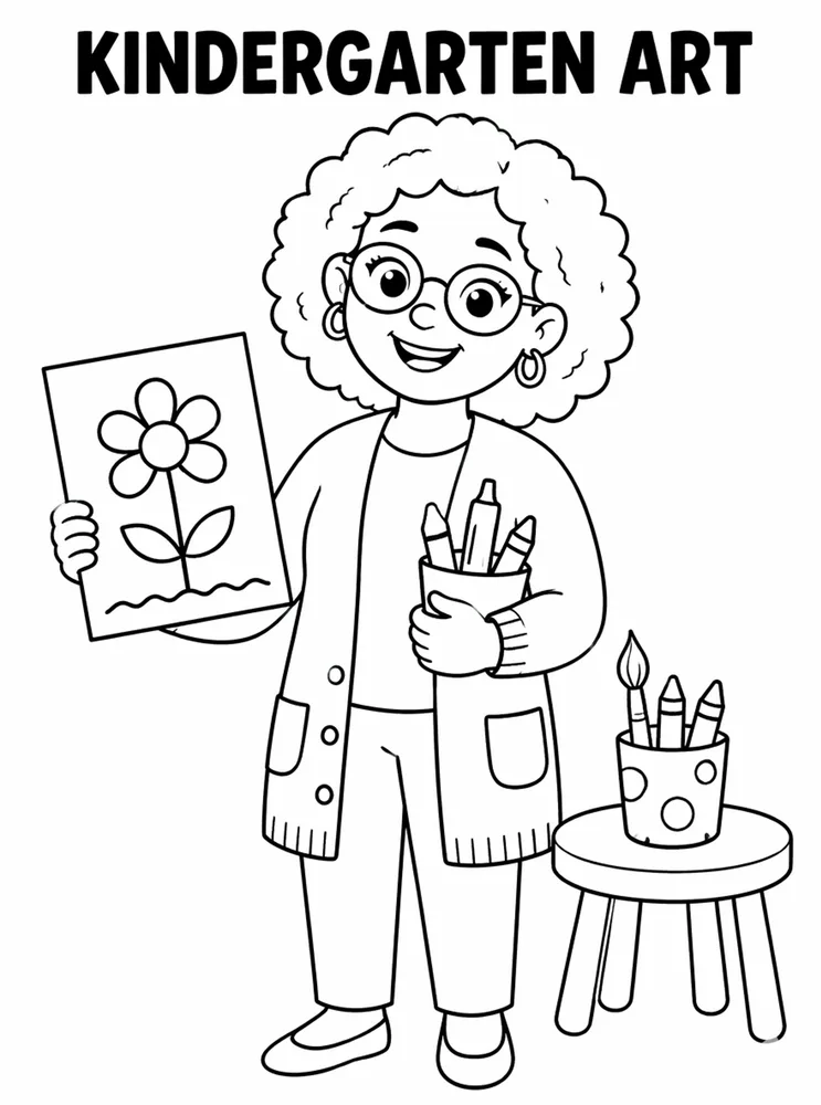 Kindergarten Back to School Kindergarten Art Center printable coloring page