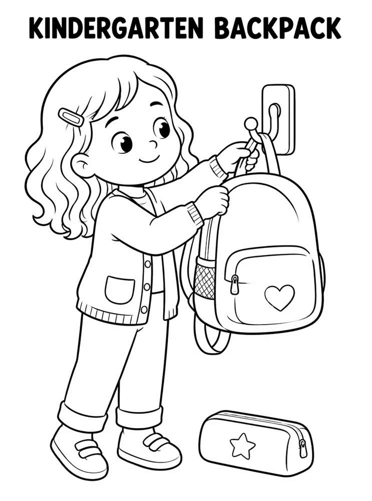 Kindergarten Back to School Kindergarten Backpack Hook printable coloring page