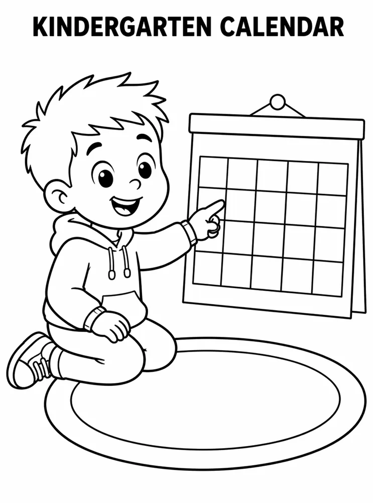 Kindergarten Back to School Kindergarten Calendar Circle Time printable coloring page
