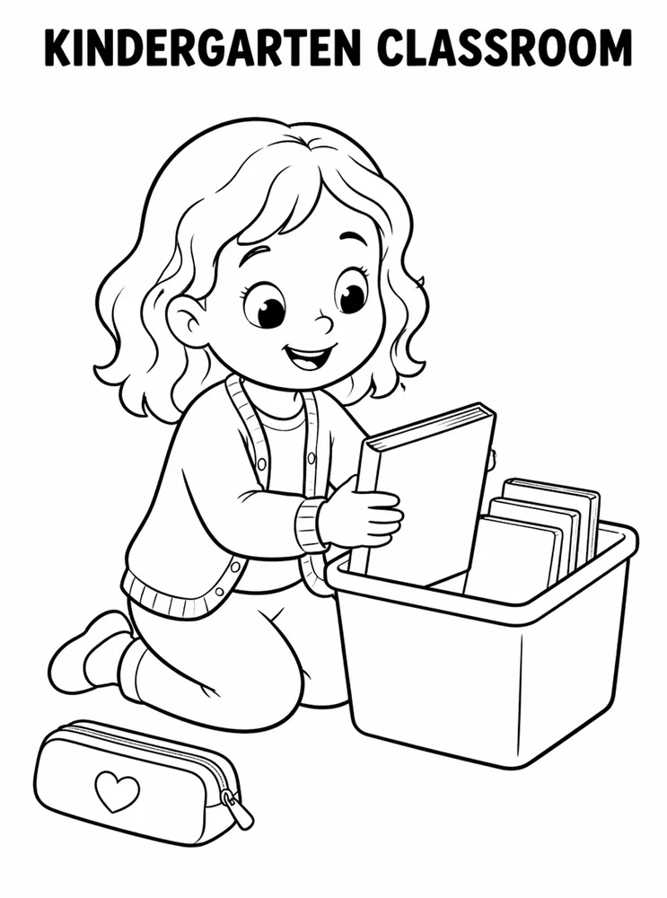 Kindergarten Back to School Kindergarten Classroom Library Bin printable coloring page