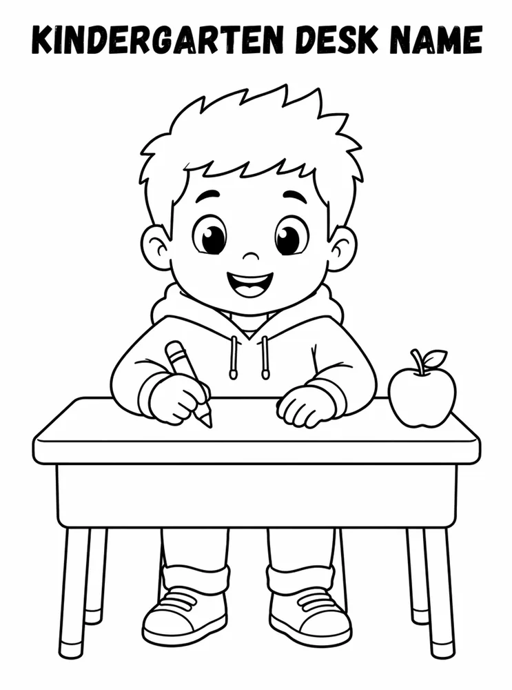 Kindergarten Back to School Kindergarten Desk Name Card printable coloring page