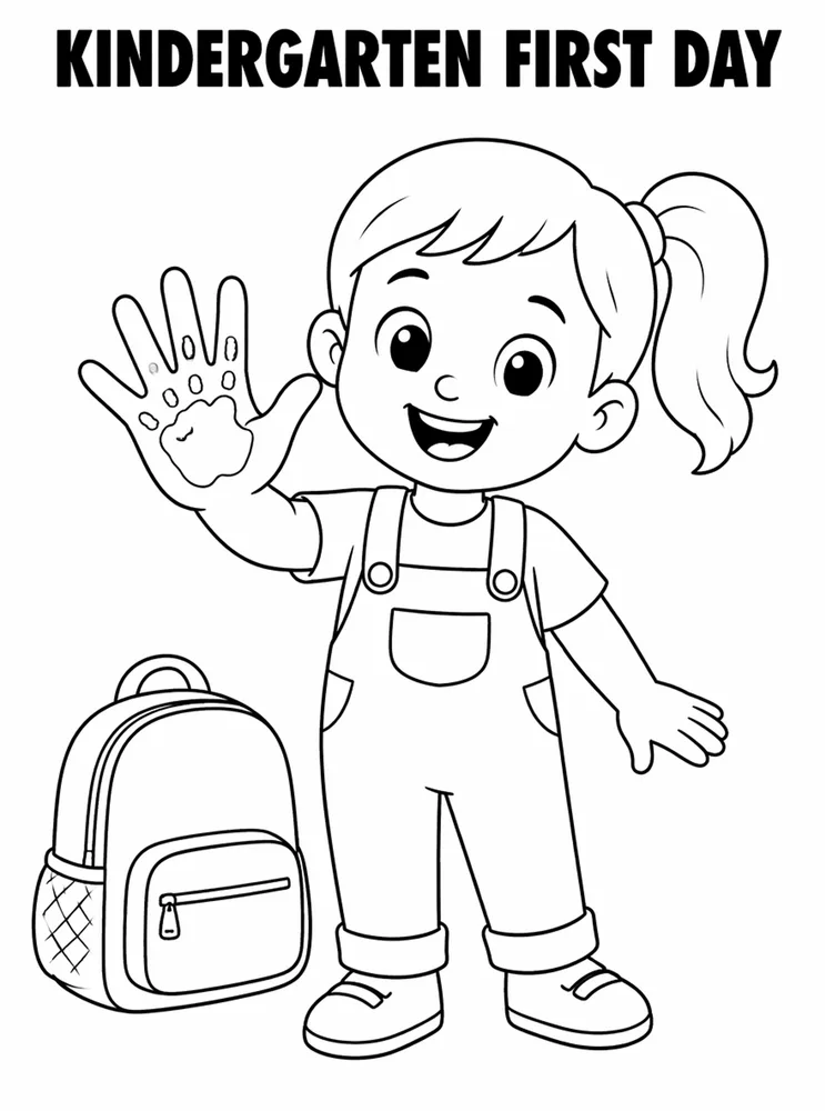 Kindergarten Back to School Kindergarten First Day Handprint printable coloring page