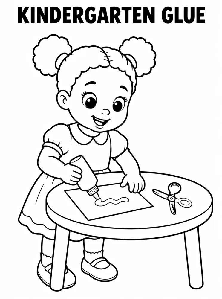 Kindergarten Back to School Kindergarten Glue And Scissors printable coloring page