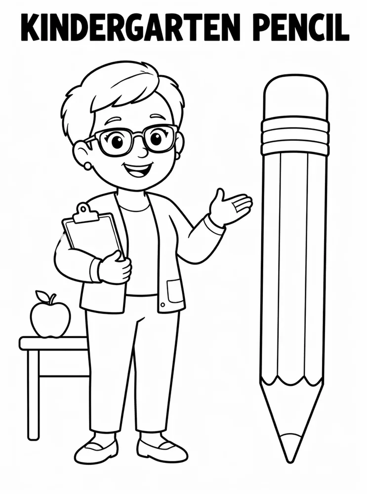 Kindergarten Back to School Kindergarten Pencil Practice printable coloring page
