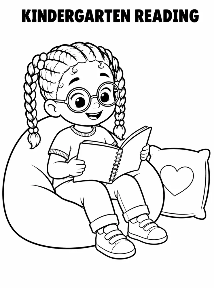 Kindergarten Back to School Kindergarten Reading Corner printable coloring page