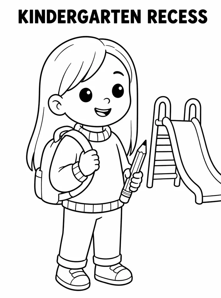 Kindergarten Back to School Kindergarten Recess Line printable coloring page