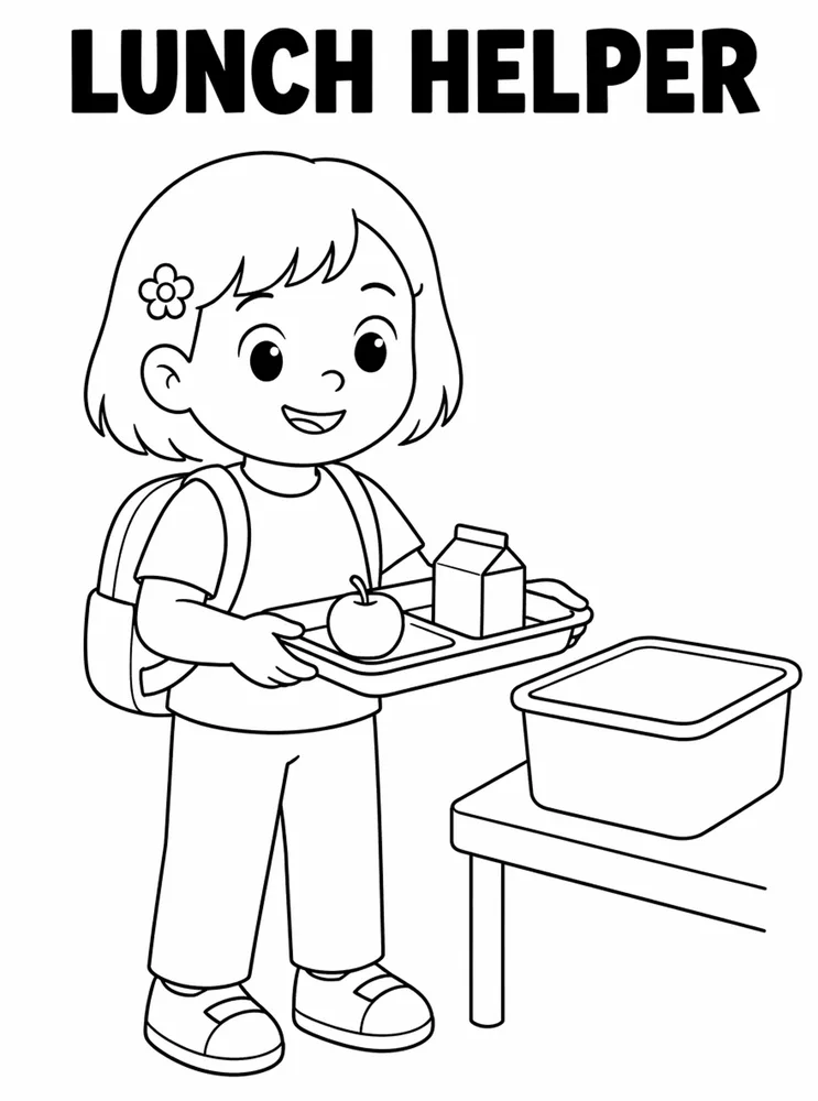 Lunch Recess and School Routines Lunch Helper printable coloring page
