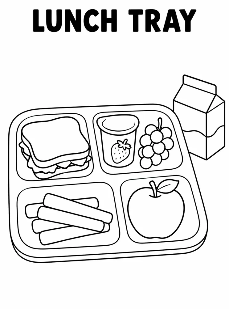 Lunch Recess and School Routines Coloring Pages preview: Lunch Recess and School Routines Lunch Tray printable coloring page