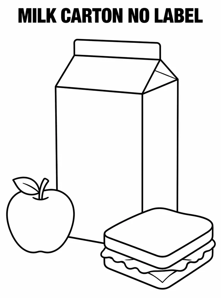 Lunch Recess and School Routines Milk Carton No Label printable coloring page