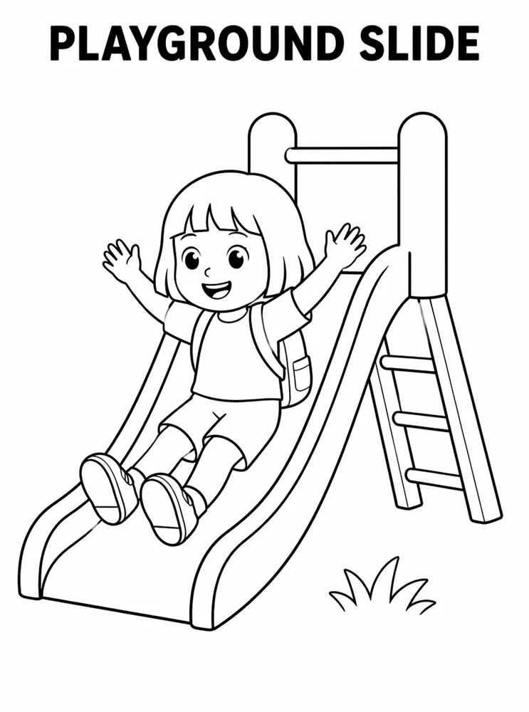 Lunch Recess and School Routines Playground Slide printable coloring page