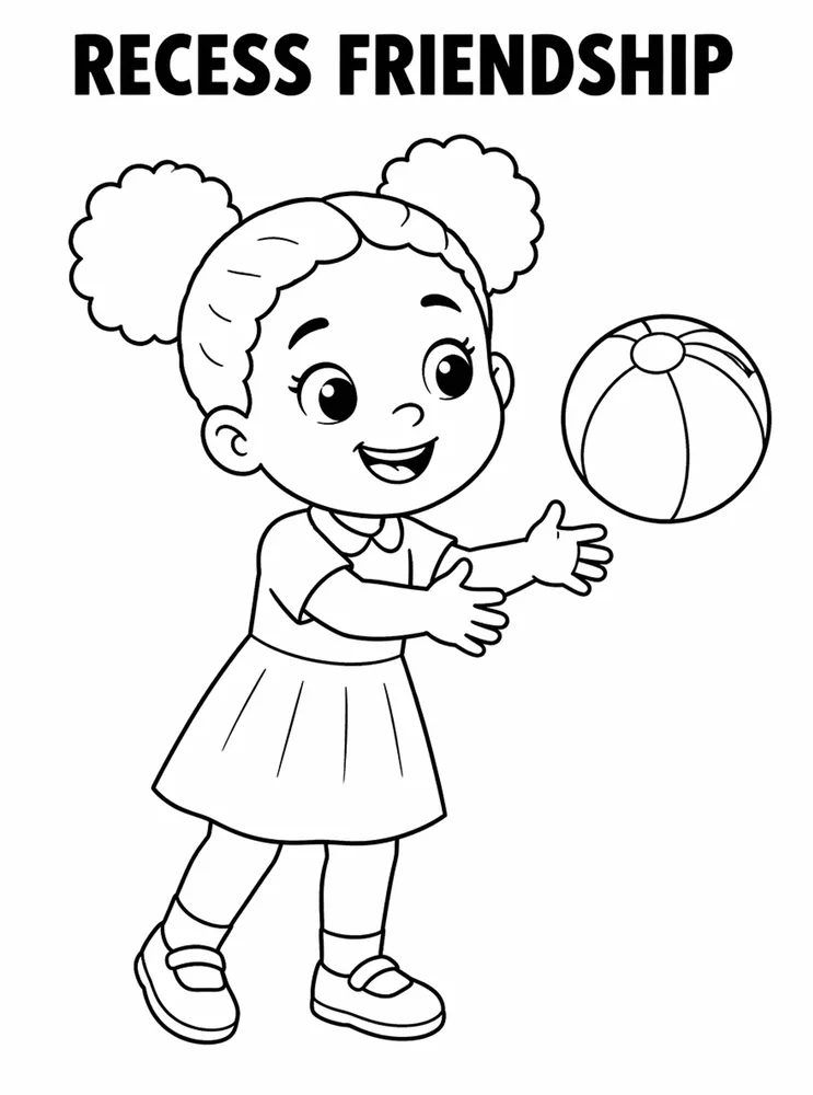 Lunch Recess and School Routines Recess Friendship printable coloring page