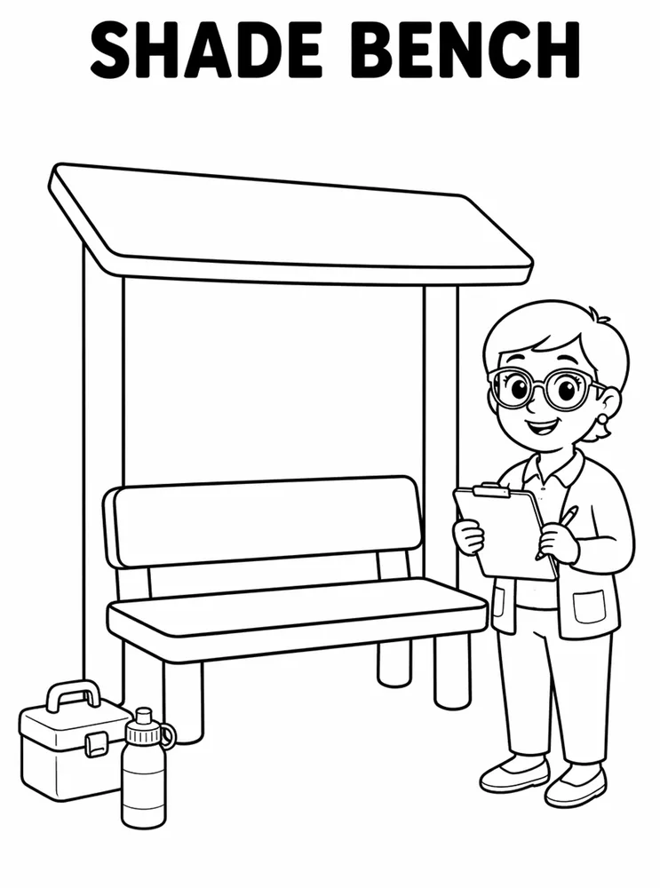 Lunch Recess and School Routines Shade Bench printable coloring page