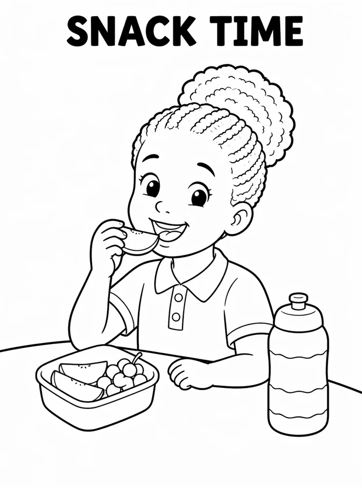 Lunch Recess and School Routines Snack Time printable coloring page