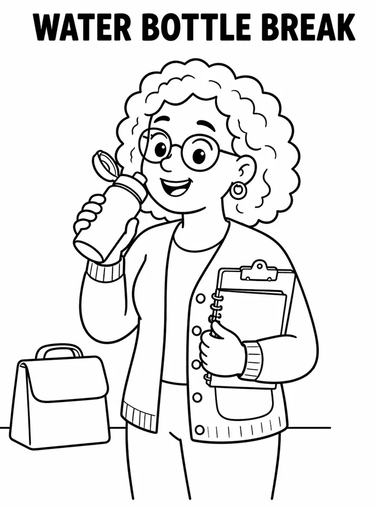 Lunch Recess and School Routines Water Bottle Break printable coloring page