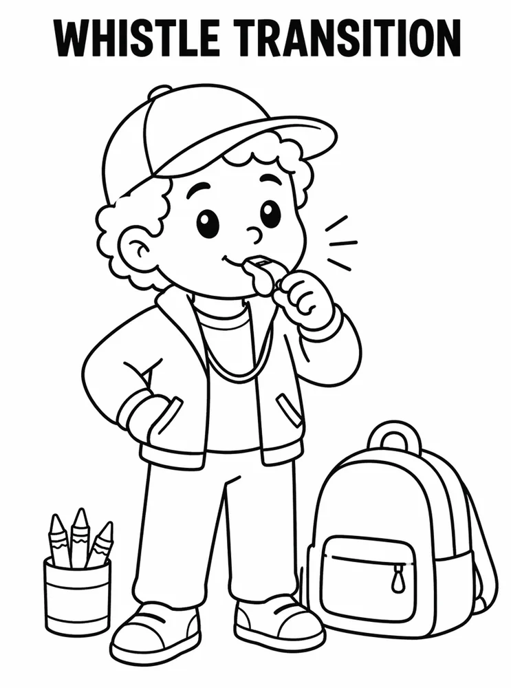 Lunch Recess and School Routines Whistle Transition printable coloring page