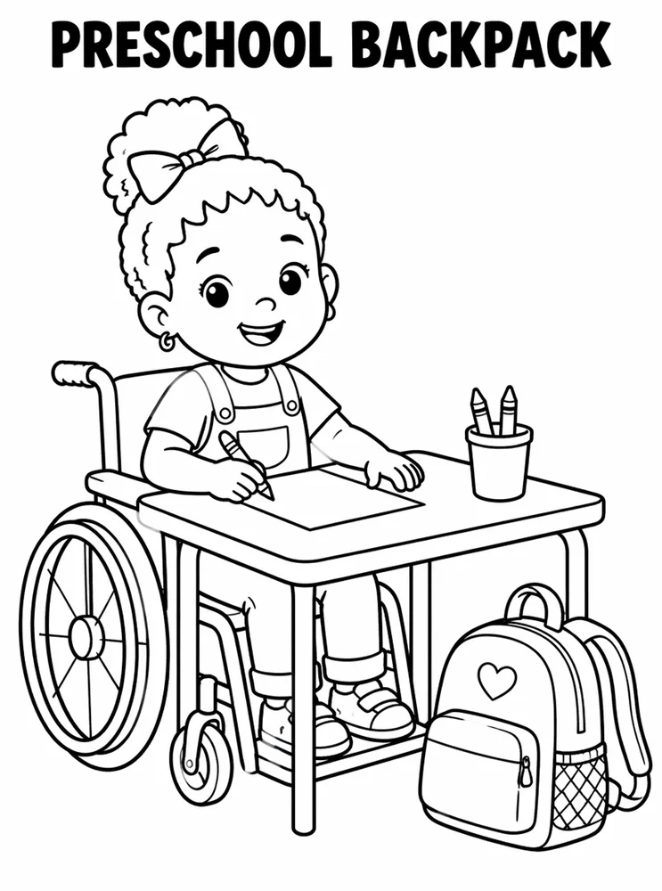Preschool Back to School Coloring Pages preview: Preschool Back to School Preschool Backpack Cubby printable coloring page
