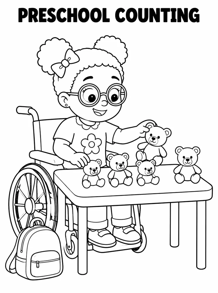 Preschool Back to School Preschool Counting Bears Table printable coloring page
