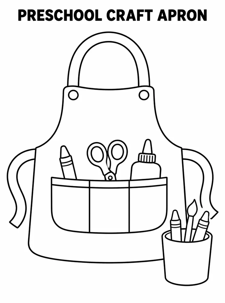 Preschool Back to School Preschool Craft Apron printable coloring page