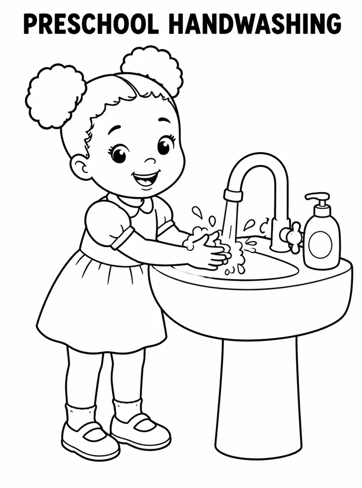 Preschool Back to School Preschool Handwashing Sink printable coloring page