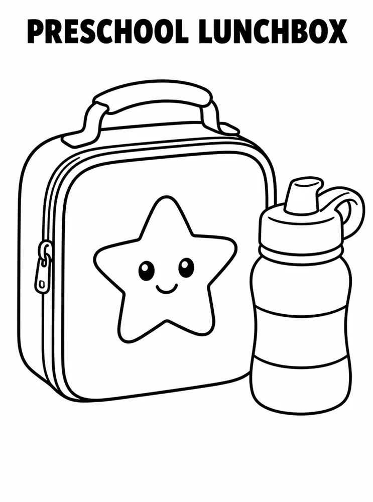 Preschool Back to School Preschool Lunchbox And Water Bottle printable coloring page