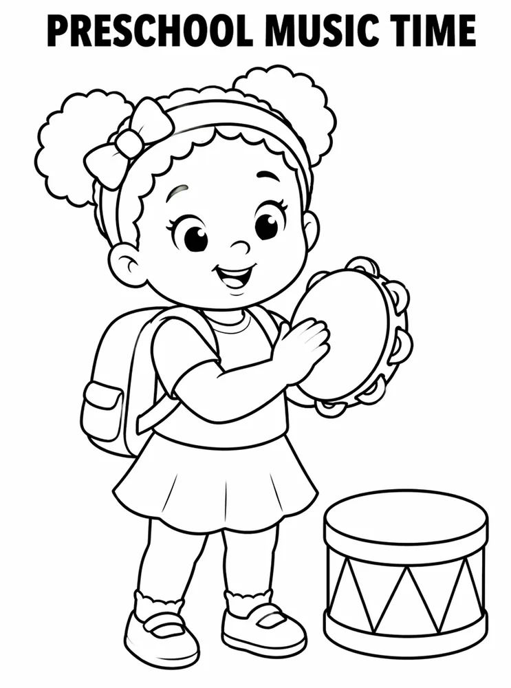 Preschool Back to School Preschool Music Time printable coloring page