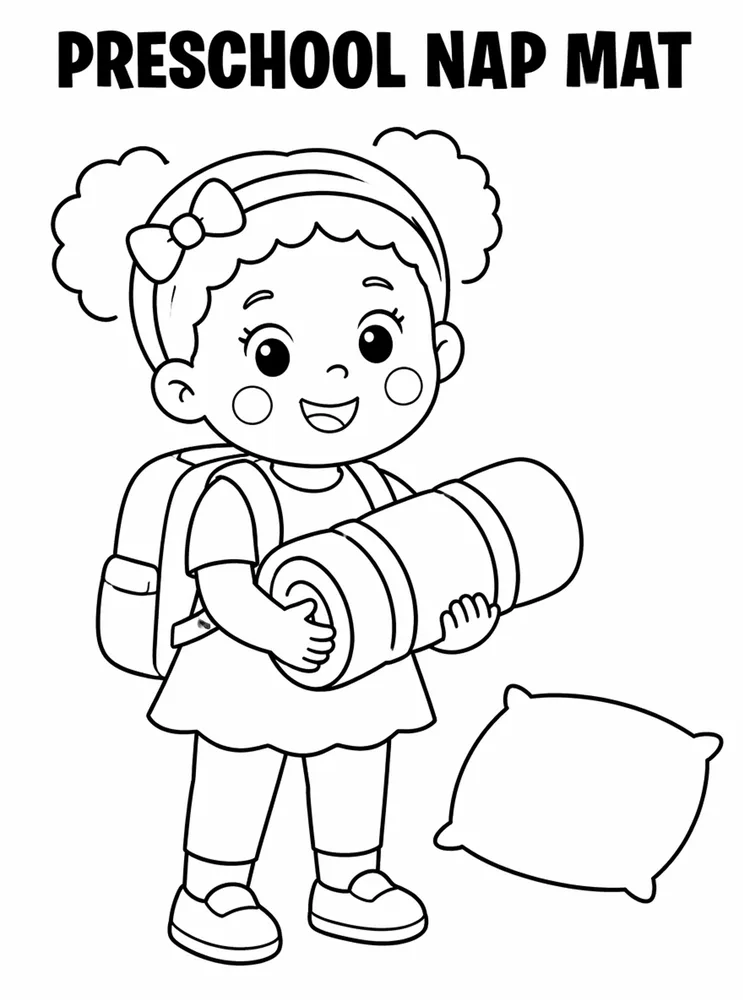 Preschool Back to School Preschool Nap Mat Cubby printable coloring page