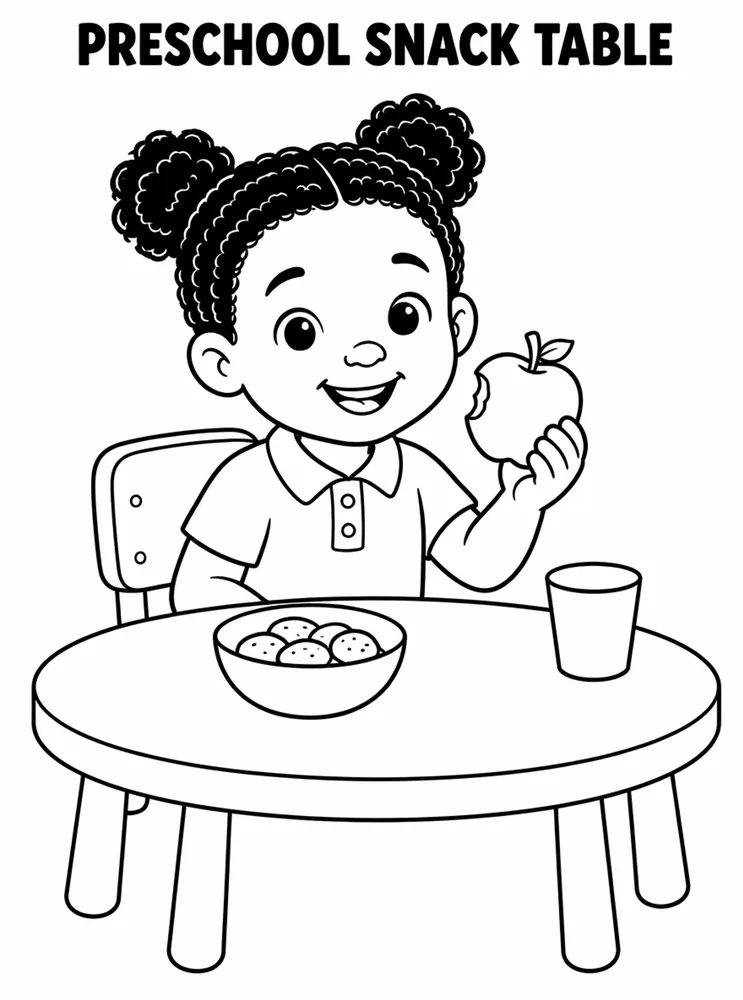 Preschool Back to School Preschool Snack Table printable coloring page