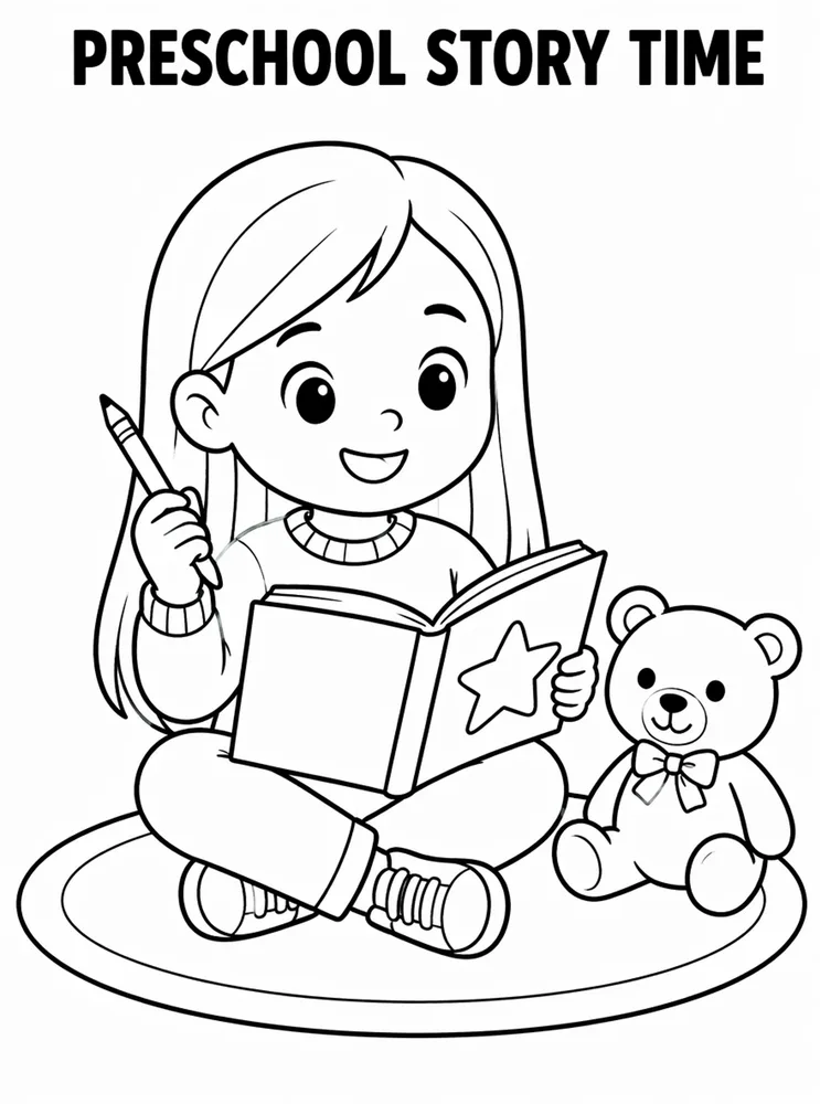 Preschool Back to School Preschool Story Time printable coloring page