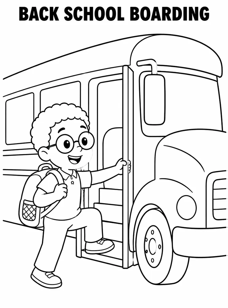 Back to School Bus Back To School Boarding Bus printable coloring page