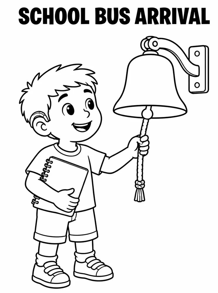 Back to School Bus School Bus Arrival Bell printable coloring page