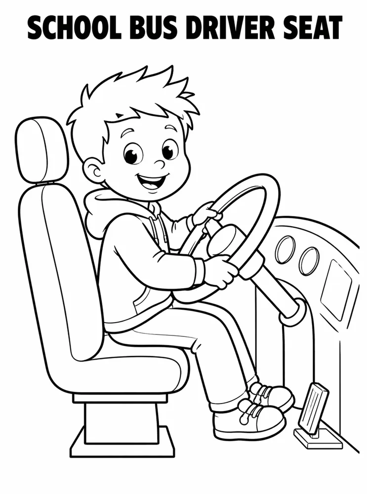 Back to School Bus School Bus Driver Seat View printable coloring page