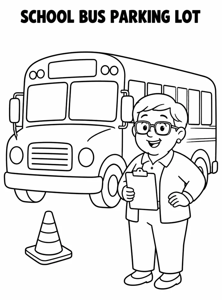 Back to School Bus School Bus Parking Lot printable coloring page