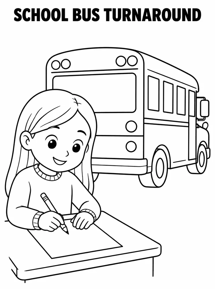 Back to School Bus School Bus Turnaround printable coloring page