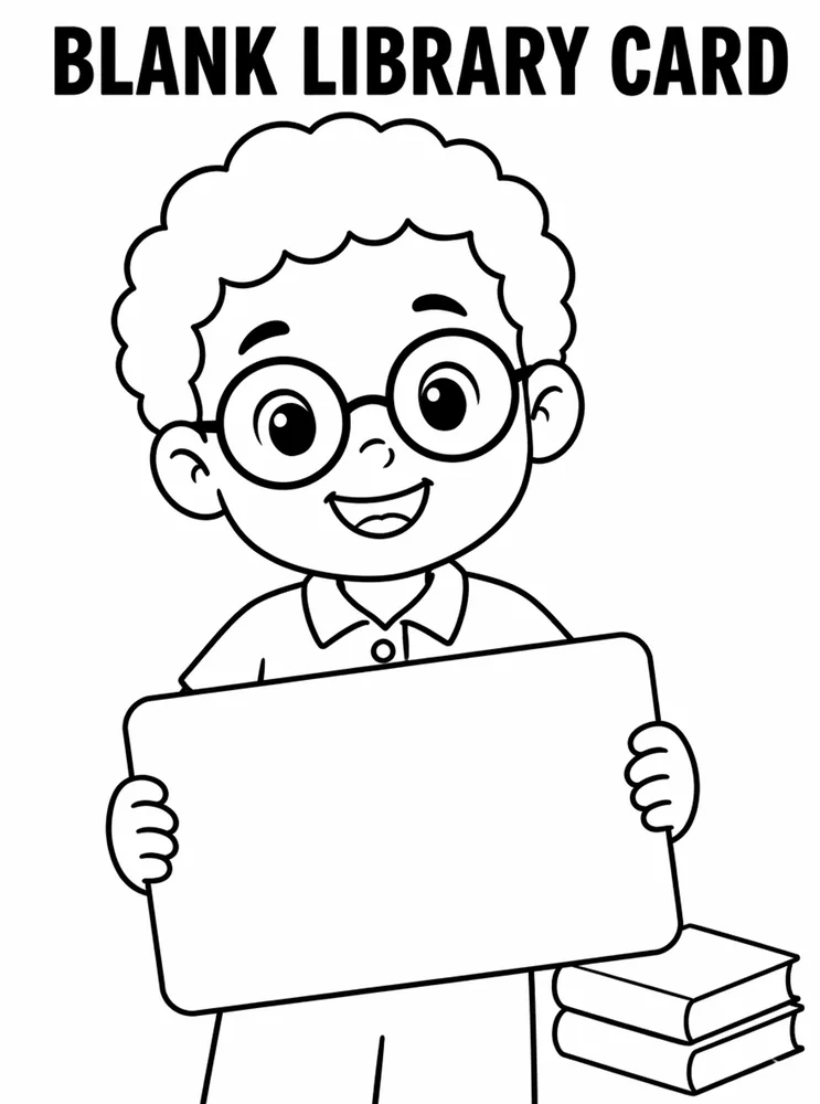 School Library and Reading Routines Blank Library Card printable coloring page