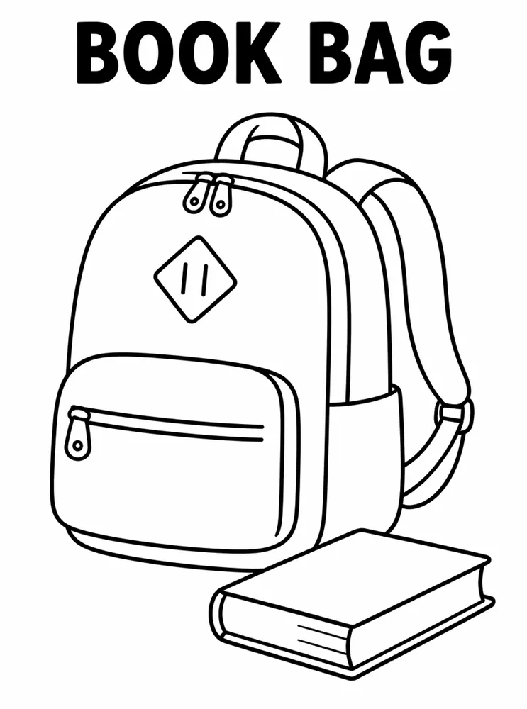 School Library and Reading Routines Book Bag printable coloring page