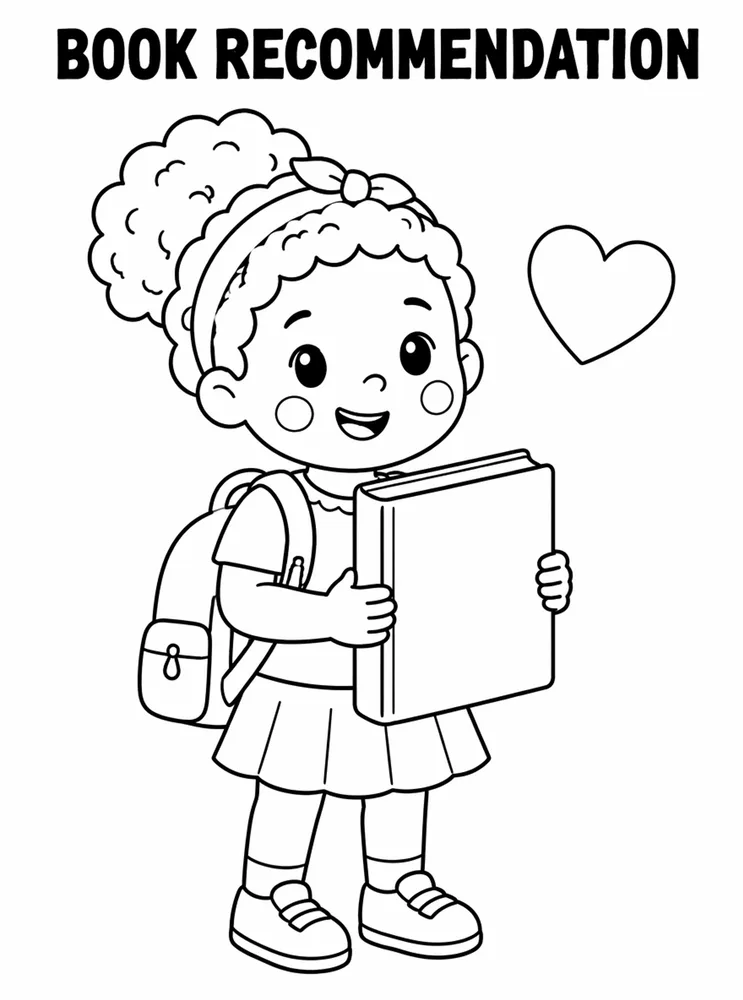 School Library and Reading Routines Book Recommendation Card printable coloring page