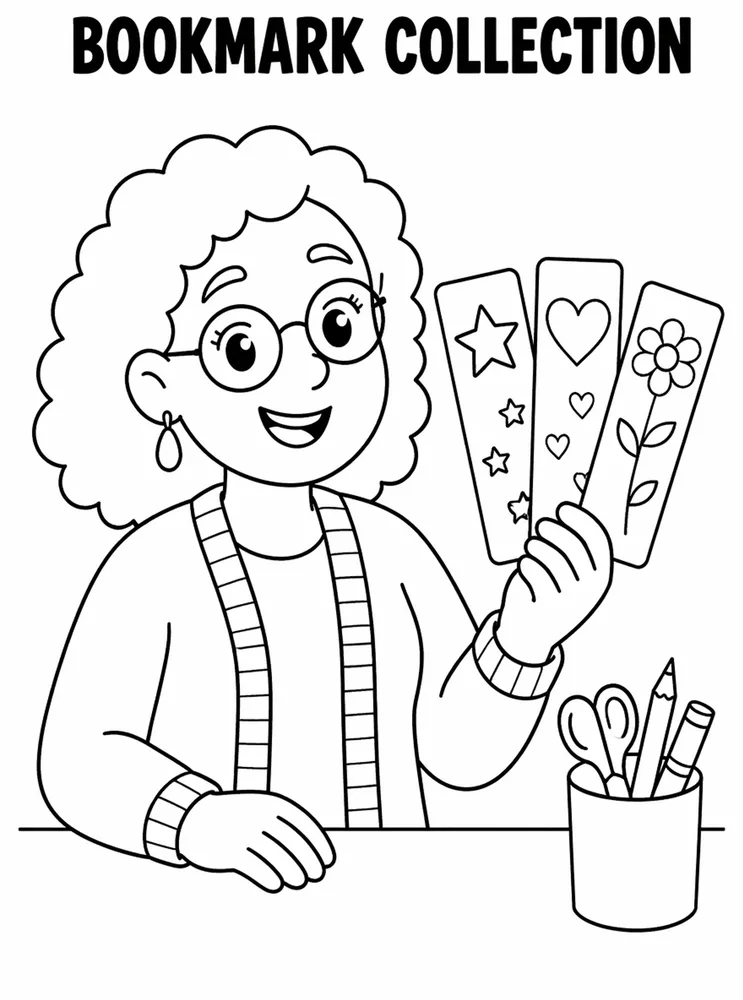 School Library and Reading Routines Bookmark Collection printable coloring page