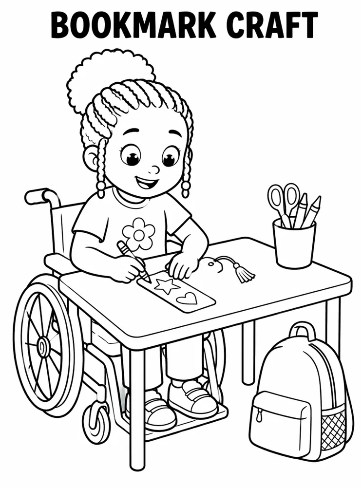 School Library and Reading Routines Bookmark Craft printable coloring page