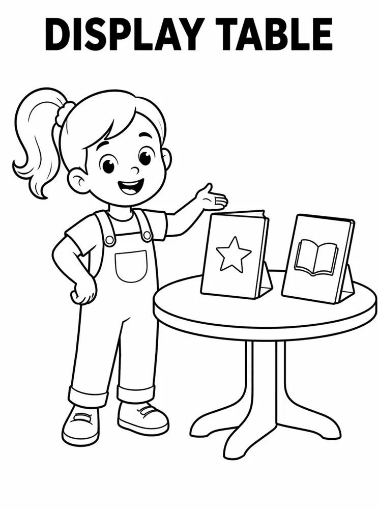 School Library and Reading Routines Display Table printable coloring page