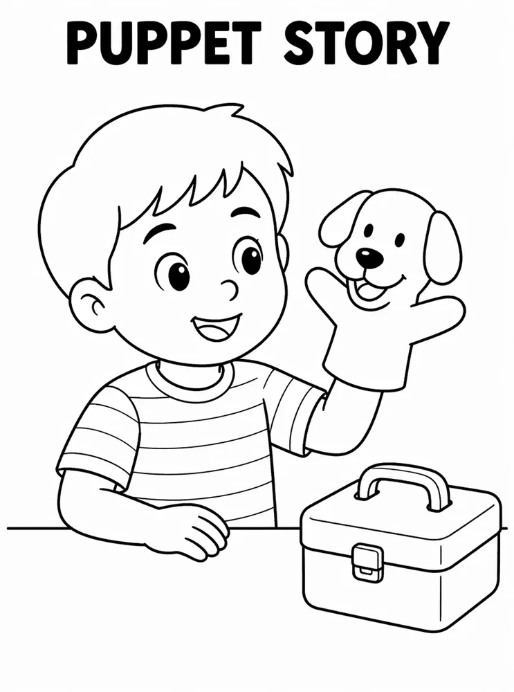 School Library and Reading Routines Puppet Story printable coloring page