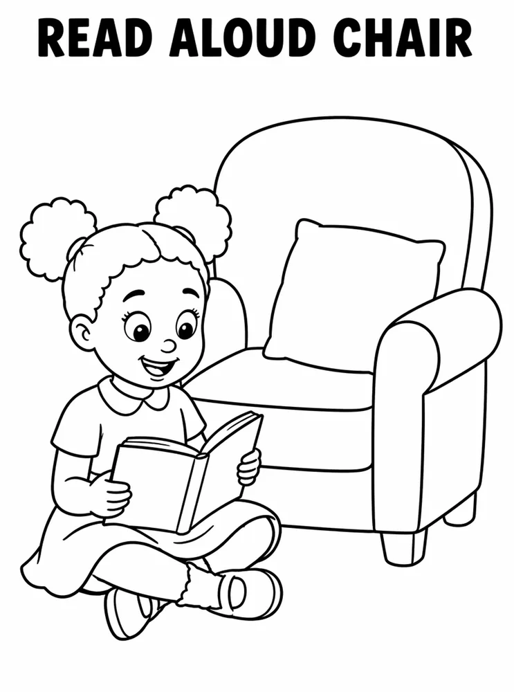 School Library and Reading Routines Read Aloud Chair printable coloring page