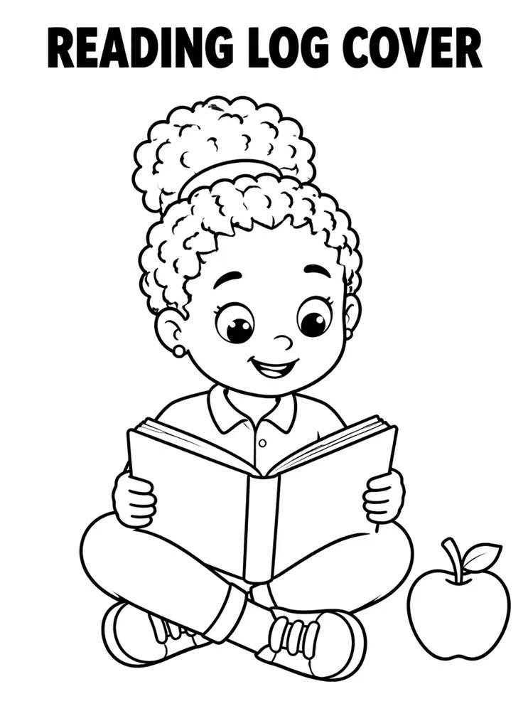 School Library and Reading Routines Reading Log Cover Blank printable coloring page