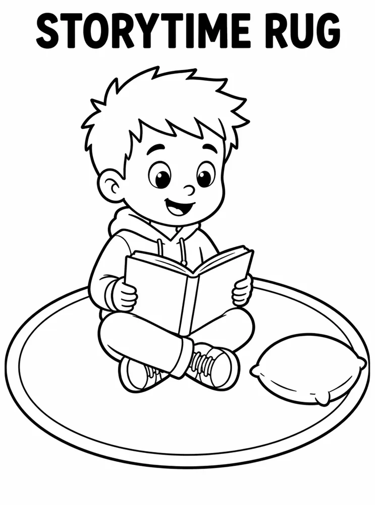 School Library and Reading Routines Storytime Rug printable coloring page