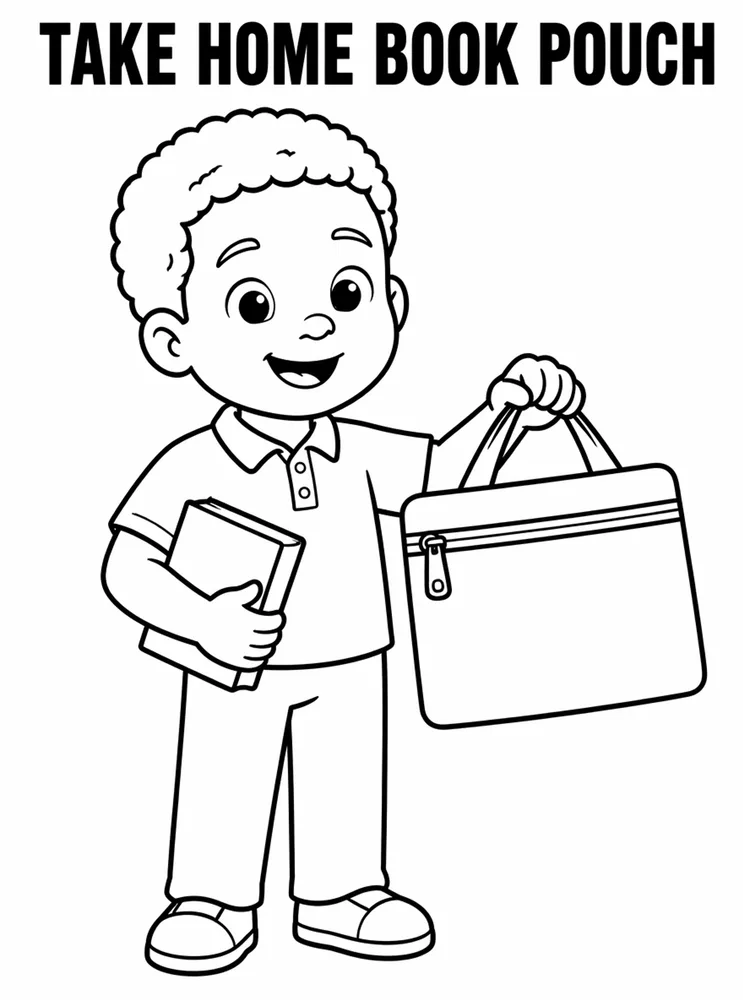 School Library and Reading Routines Take Home Book Pouch printable coloring page